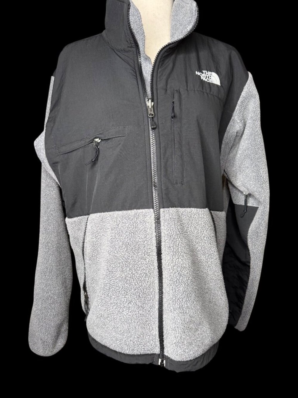 Vintage The North Face Denali Fleece Jacket Men M Full Zip Pockets Gray Polartec